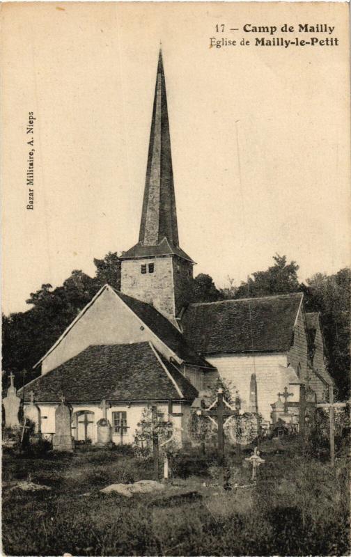 Carte postale ancienne Mailly le Camp Eglise de Mailly le Petit à Mailly-le-Camp