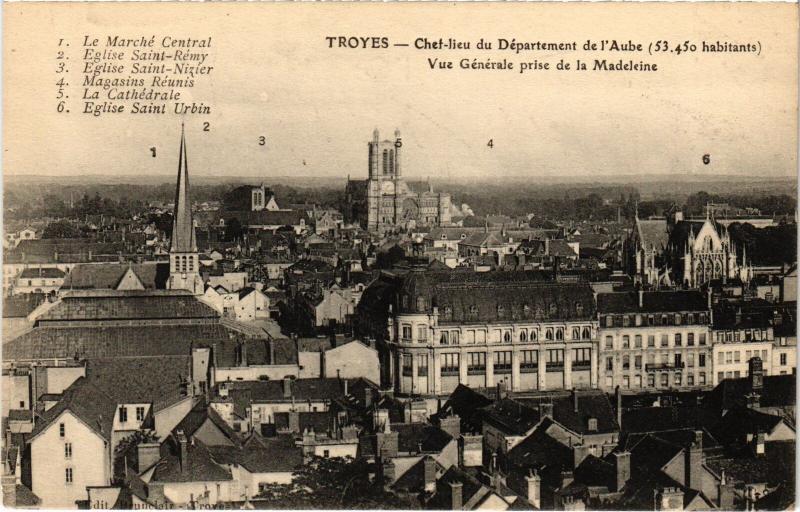 Carte postale ancienne Troyes vue generale à Troyes