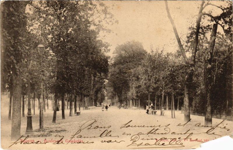 Carte postale ancienne Troyes Boulevard Gambetta à Troyes