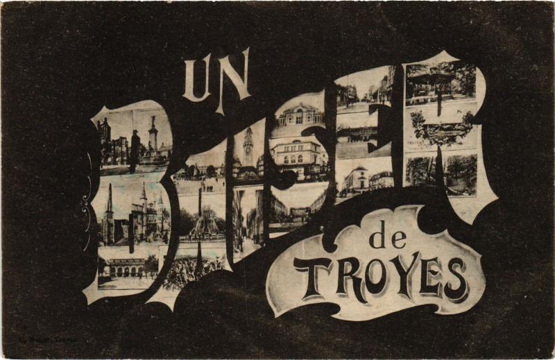 Carte postale ancienne Troyes souvenir à Troyes
