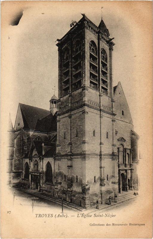 Carte postale ancienne Troyes Eglise Saint-Nizier à Troyes