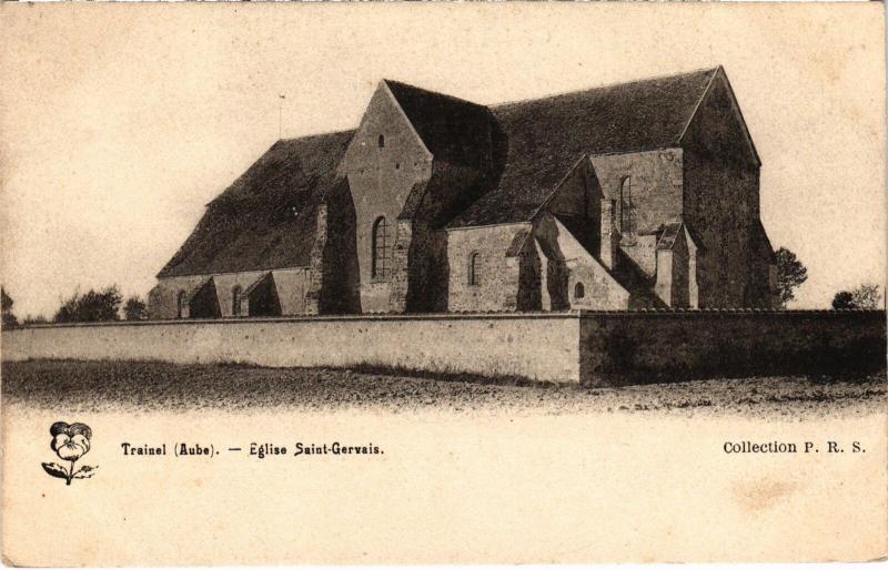 Carte postale ancienne Trainel Eglise Saint-Gervais
