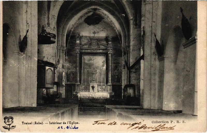 Carte postale ancienne Trainel interieur de l'Eglise