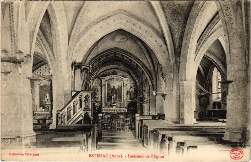 Carte postale ancienne Estissac interieur de l'Eglise à Estissac