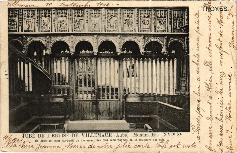 Carte postale ancienne Villemaur Jube de l'Eglise