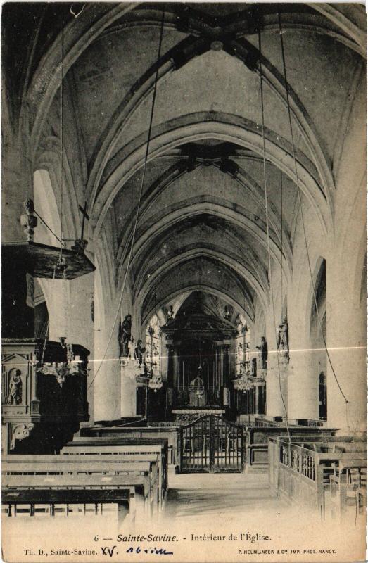 Carte postale ancienne Ste Savine interieur de l'Eglise
