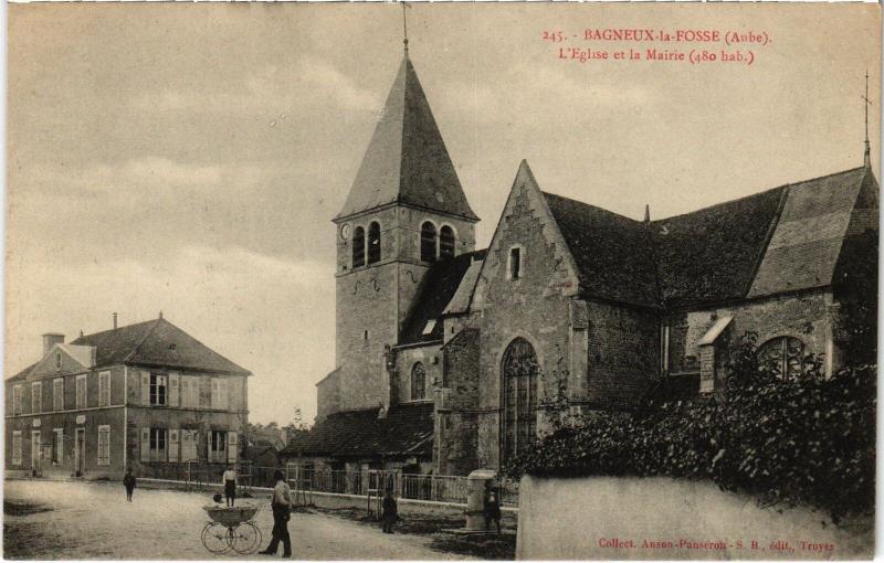 Carte postale ancienne Bagneaux Eglise et la Mairie