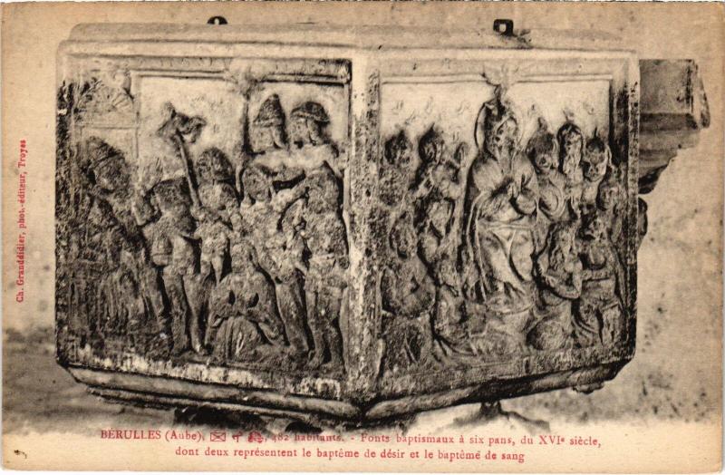 Carte postale ancienne Berulles Fonts baptismaux