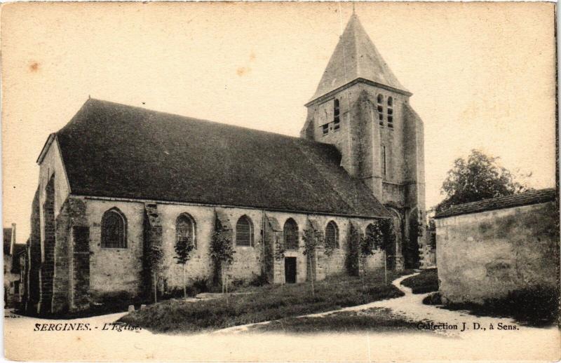 Carte postale ancienne Sergines Eglise