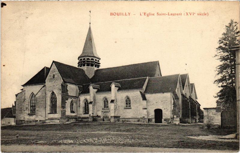 Carte postale ancienne Bouilly Eglise Saint-Laurent à Bouilly
