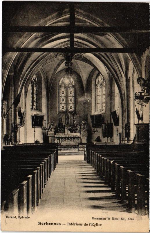Carte postale ancienne Serbonnes interieur de l'Eglise
