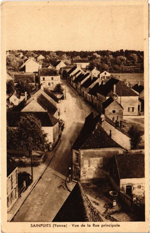 Carte postale ancienne Sainpuits vue de la Rue principale