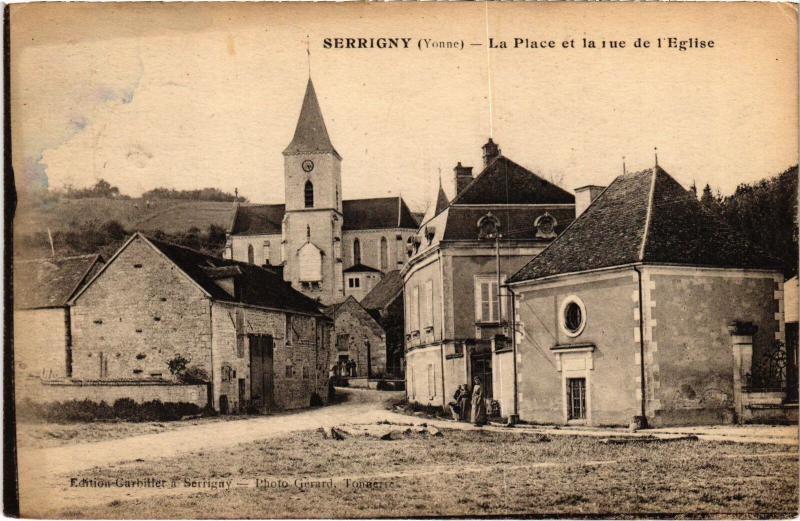 Carte postale ancienne Serrigny la Place et la Rue de l'Eglise