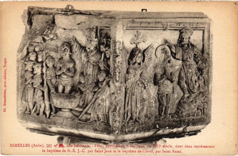 Carte postale ancienne Berulles Fonts baptismaux