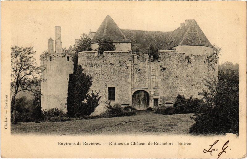 Carte postale ancienne Ravieres Ruines du Chateau de Rochefort