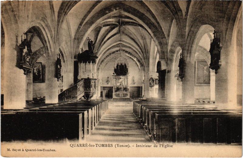 Carte postale ancienne Quarre les Tombes interieur de l'Eglise