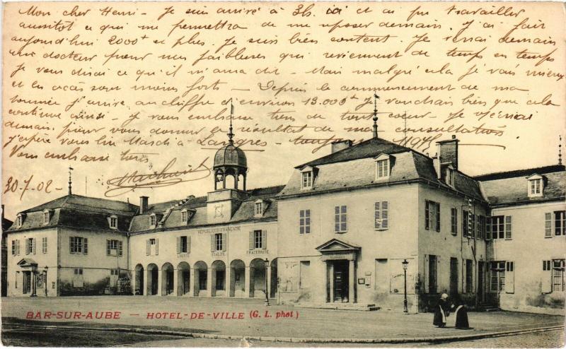 Carte postale ancienne Bar sur Aube Hotel de Ville à Bar-sur-Aube