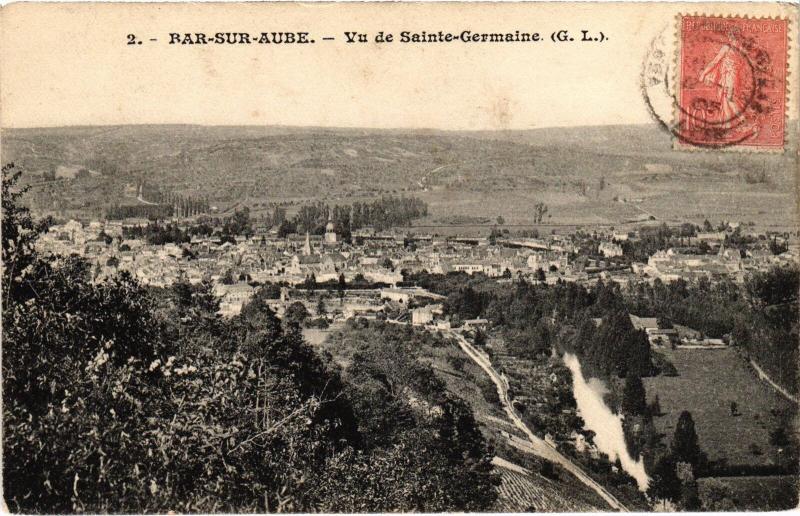 Carte postale ancienne Bar sur Aube vu de Sainte-Germaine à Bar-sur-Aube