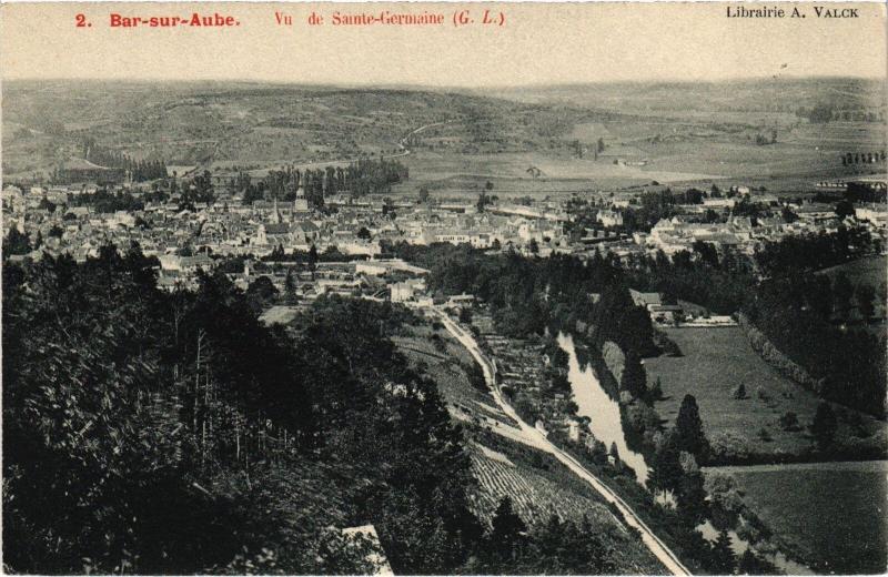 Carte postale ancienne Bar sur Aube vu de Sainte-Germaine à Bar-sur-Aube