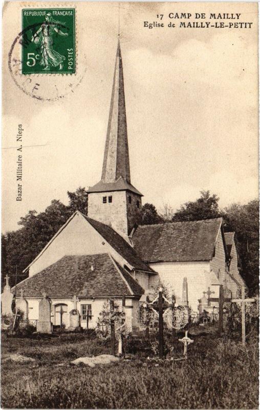 Carte postale ancienne Mailly le Camp Eglise de Mailly le Petit à Mailly-le-Camp