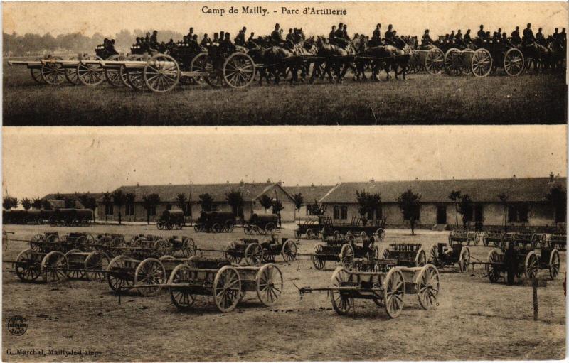 Carte postale ancienne Mailly le Camp Parc d'Artillerie à Mailly-le-Camp