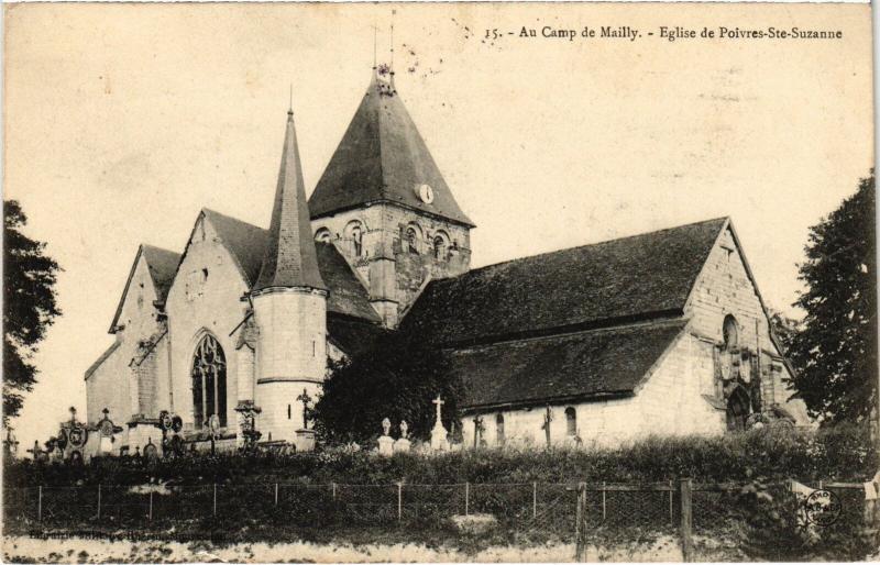 Carte postale ancienne Mailly le Camp Eglise de Poivres Sainte-Suzanne à Mailly-le-Camp