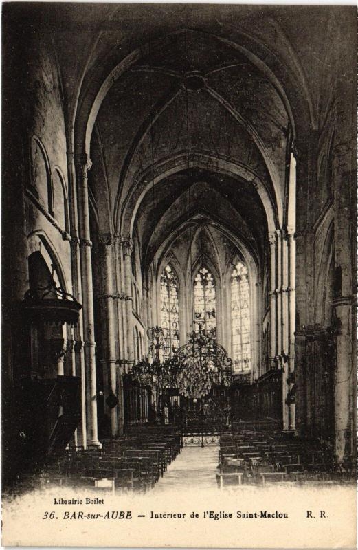 Carte postale ancienne Bar sur Aube Eglise Saint-Maclou interieur à Bar-sur-Aube