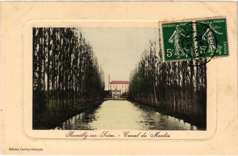 Carte postale ancienne Romilly Canal du Moulin