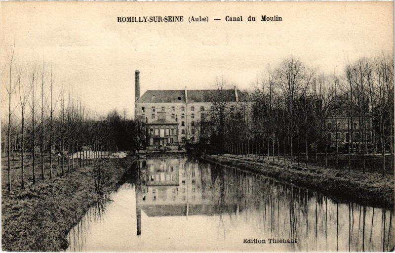 Carte postale ancienne Romilly Canal du Moulin