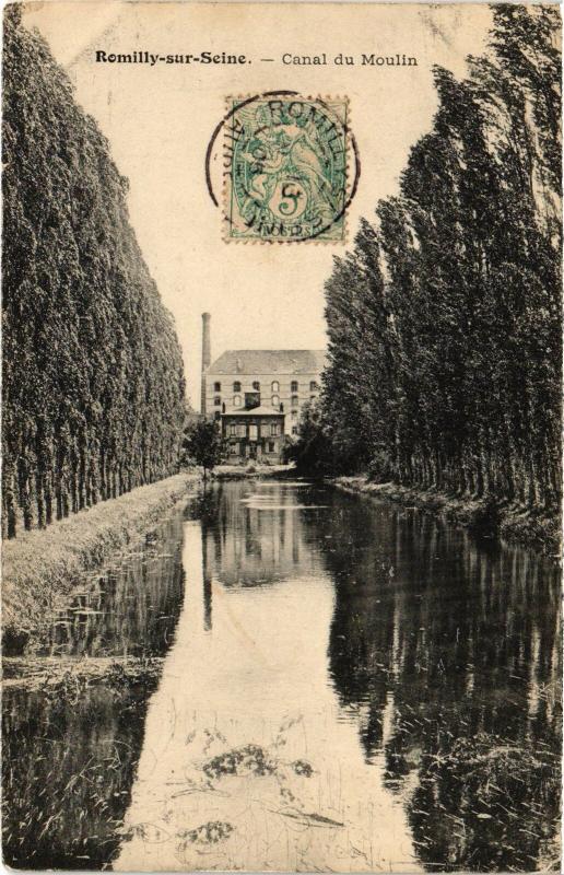 Carte postale ancienne Romilly Canal du Moulin