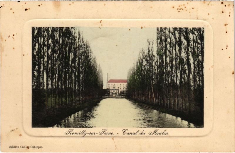 Carte postale ancienne Romilly Canal du Moulin