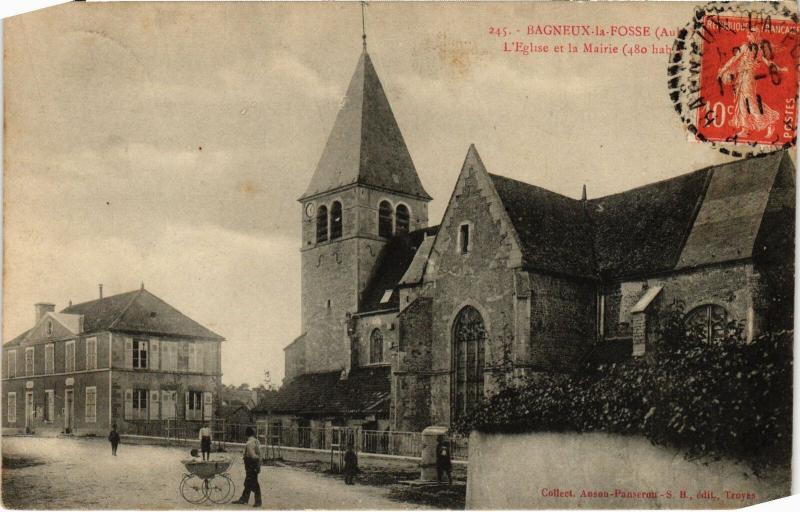 Carte postale ancienne Bagneaux Eglise et la Mairie