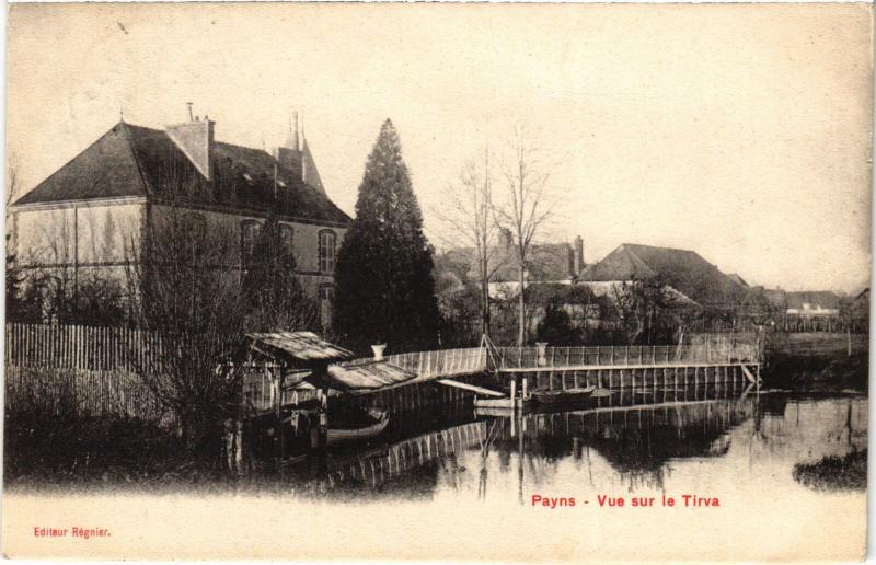 Carte postale ancienne Payns vue sur le Tirva à Payns