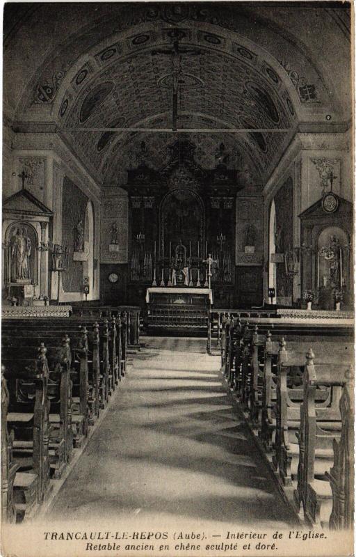 Carte postale ancienne Trancault interieur de l'Eglise à Trancault