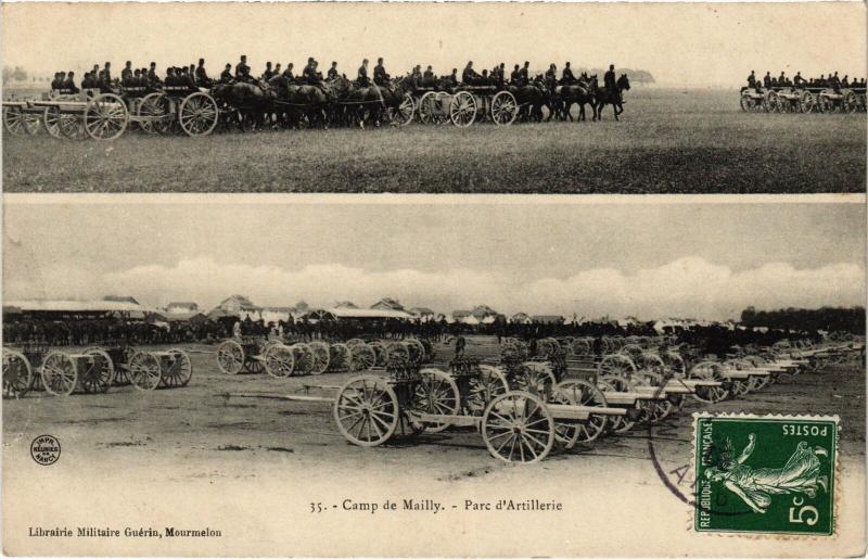 Carte postale ancienne Mailly le Camp Parc d'Artillerie à Mailly-le-Camp