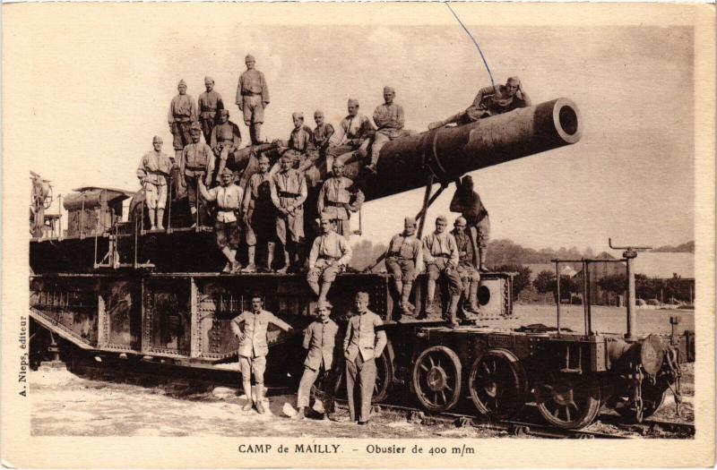 Carte postale ancienne Mailly le Camp Obusier de 400 m/m à Mailly-le-Camp