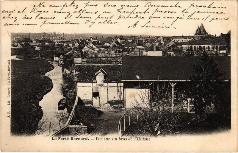Carte postale ancienne La Ferte Bernard vue sur un bras de l'Huisne