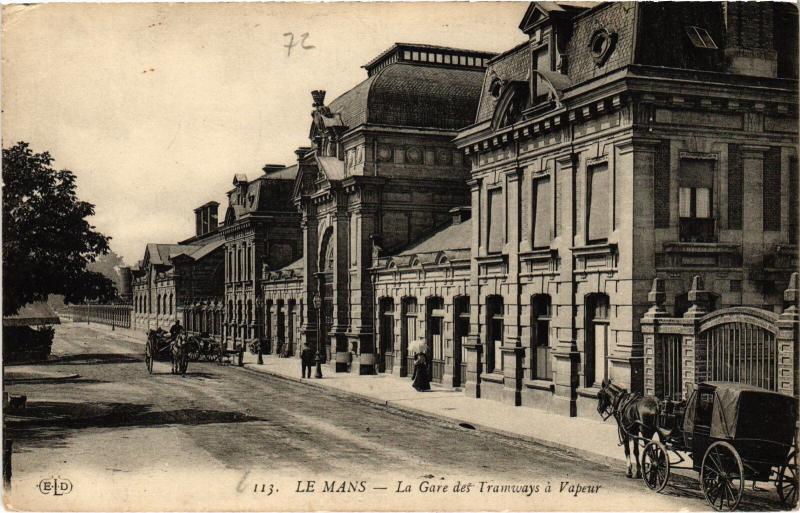 Carte postale ancienne Le Mans la Gare des Tramways au Mans