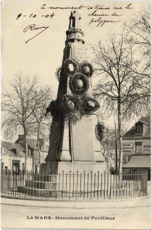 Carte postale ancienne Le Mans Monument de Pontlieue au Mans