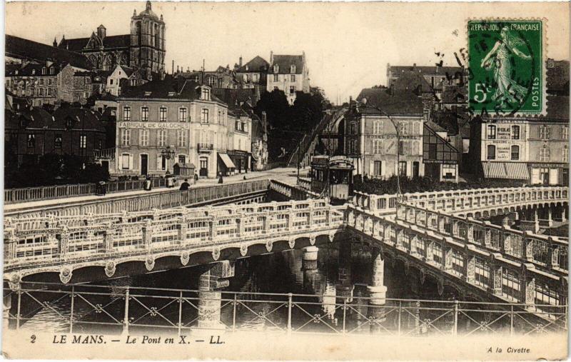 Carte postale ancienne Le Mans Pont en X au Mans