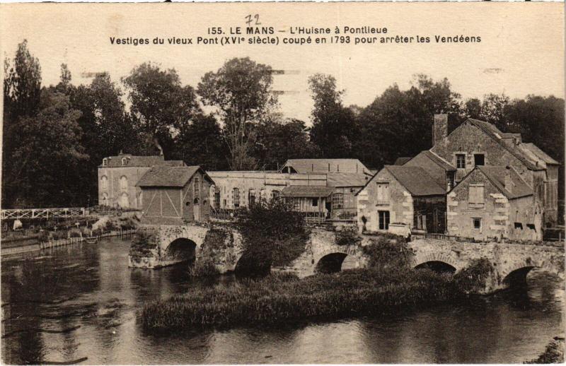 Carte postale ancienne Le Mans Huisne a Pontlieue au Mans