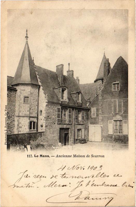 Carte postale ancienne Le Mans Maison de Scarron au Mans
