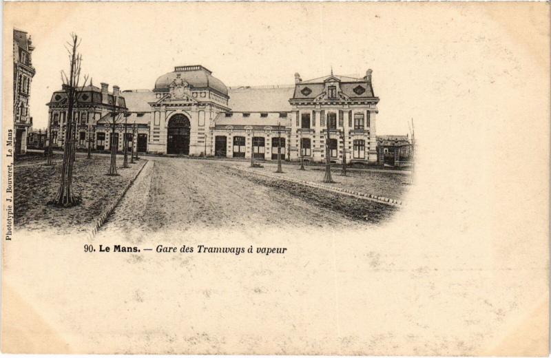 Carte postale ancienne Le Mans Gare des Tramways au Mans