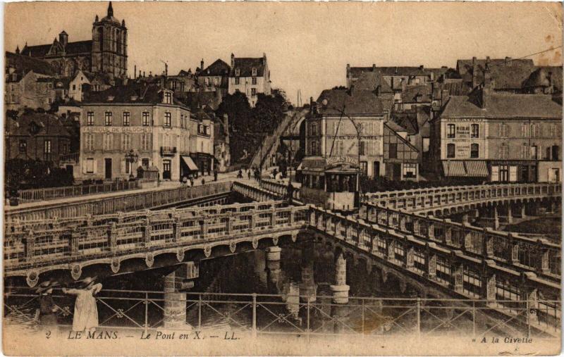 Carte postale ancienne Le Mans Pont en X au Mans