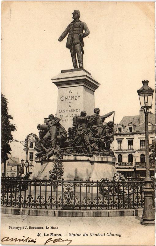 Carte postale ancienne Le Mans Statue du General Chanzy au Mans