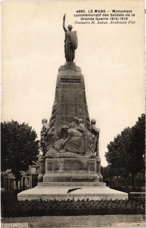 Carte postale ancienne Le Mans Monument des Soldats au Mans