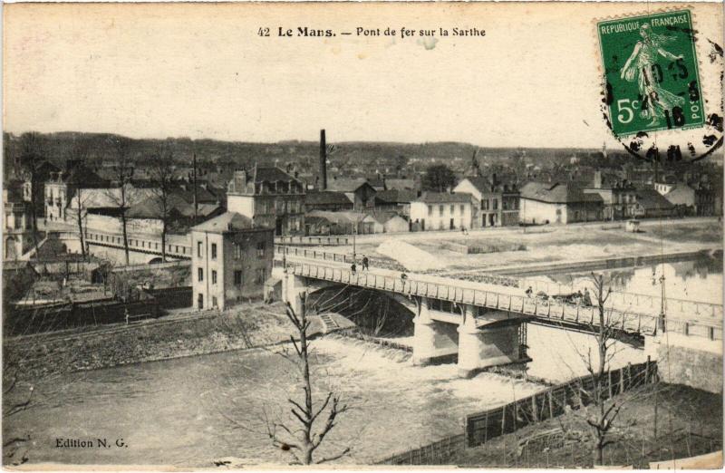 Carte postale ancienne Le Mans Pont de fer au Mans