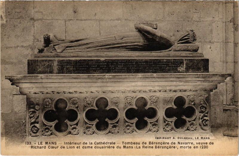 Carte postale ancienne Le Mans la Cathedrale Tombeau de Berangere au Mans