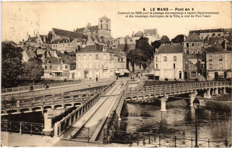 Carte postale ancienne Le Mans Pont en X au Mans