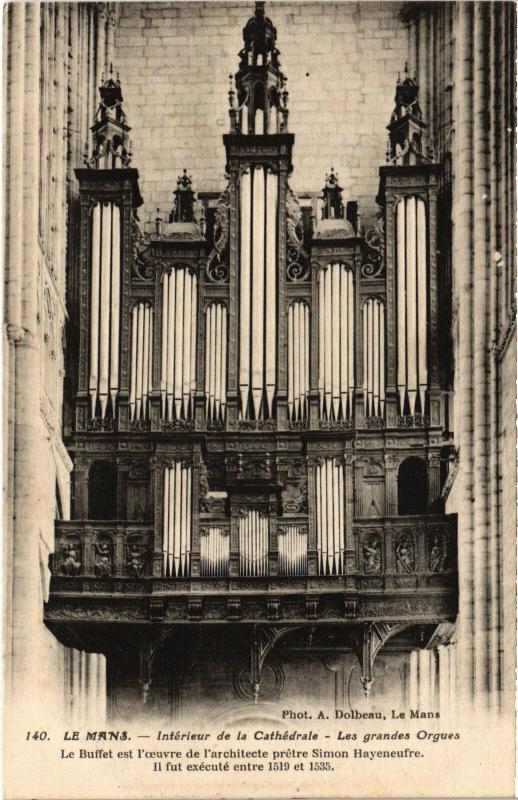 Carte postale ancienne Le Mans la Cathedrale les grandes orgues au Mans